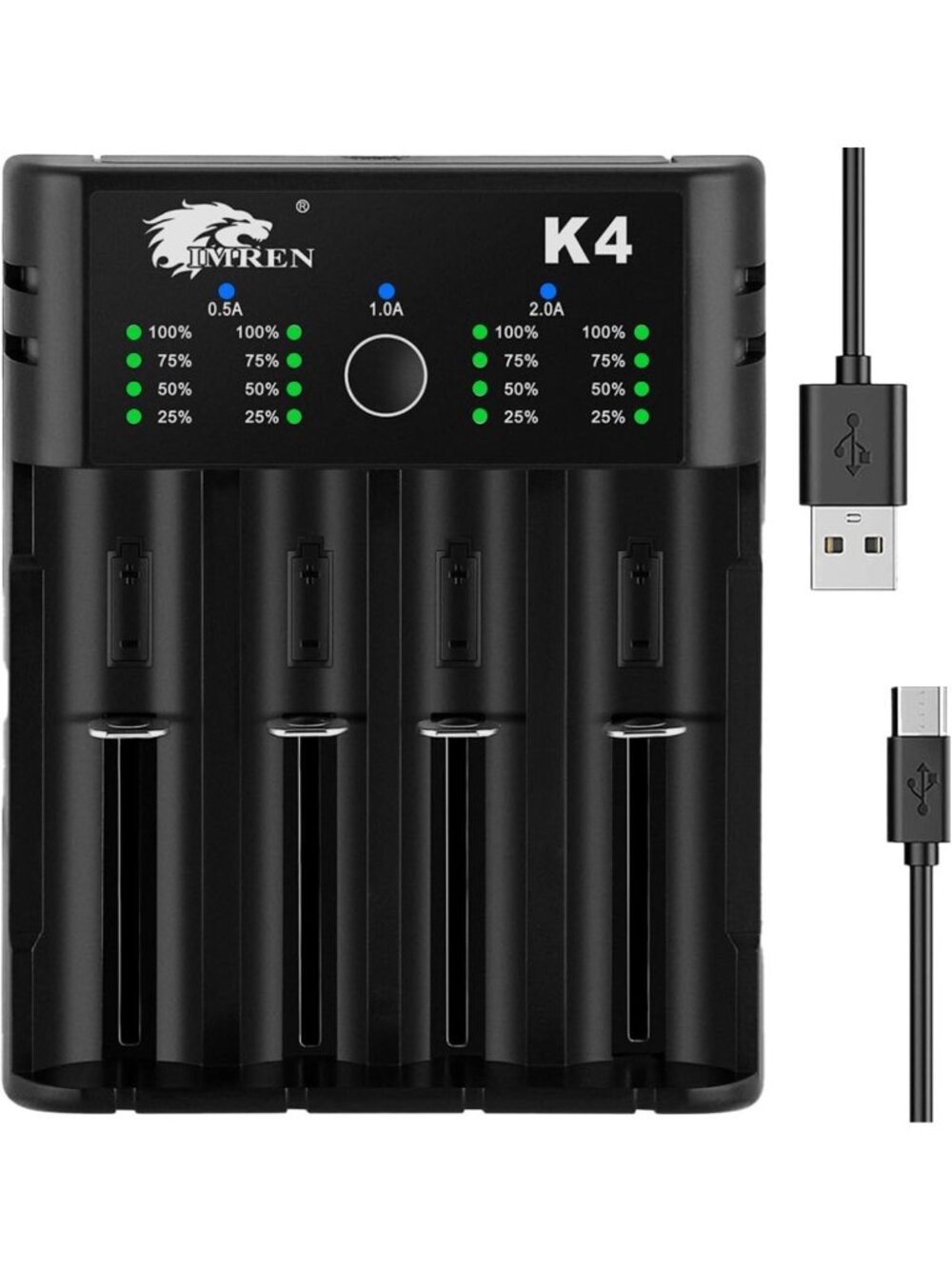 4-Bay USB-C Battery Charger for 18650, 21700, Li-ion & NiMH Rechargeable